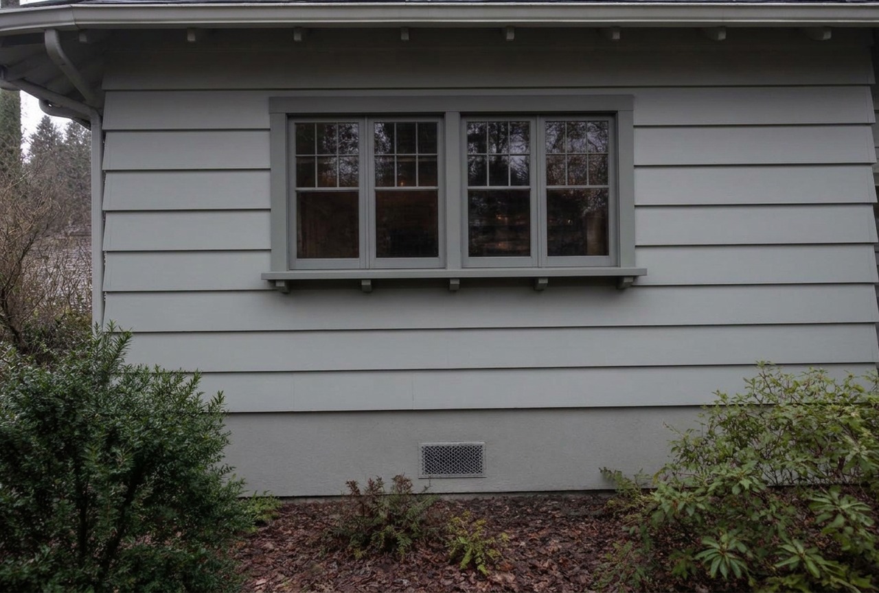 The same craftsman home siding after a low-pressure soft wash, clean and streak-free